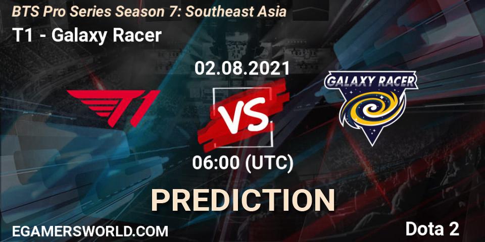 T1 vs Galaxy Racer: Betting TIp, Match Prediction. 02.08.2021 at 06:00. Dota 2, BTS Pro Series Season 7: Southeast Asia