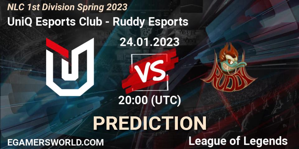 UniQ Esports Club vs Ruddy Esports: Betting TIp, Match Prediction. 24.01.23. LoL, NLC 1st Division Spring 2023
