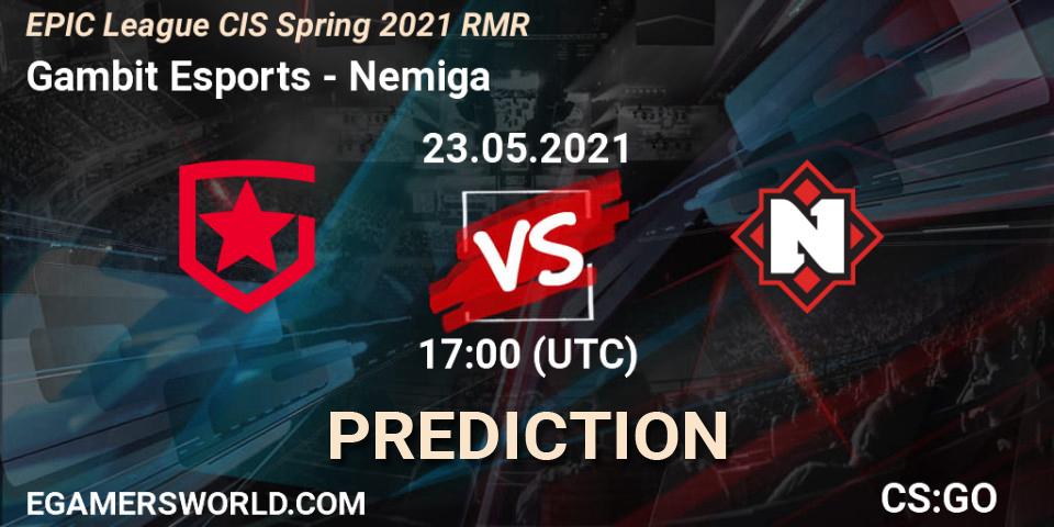 Gambit Esports vs Nemiga: Betting TIp, Match Prediction. 23.05.21. CS2 (CS:GO), EPIC League CIS Spring 2021 RMR