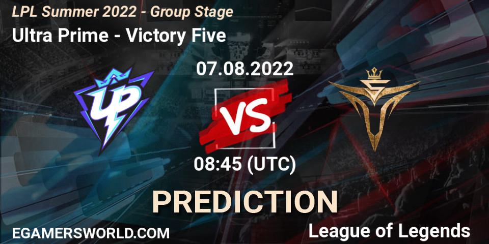 Ultra Prime vs Victory Five: Betting TIp, Match Prediction. 07.08.22. LoL, LPL Summer 2022 - Group Stage