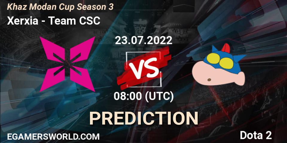 Xerxia vs Team CSC: Betting TIp, Match Prediction. 23.07.2022 at 08:16. Dota 2, Khaz Modan Cup Season 3