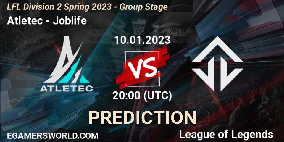 Atletec vs Joblife: Betting TIp, Match Prediction. 10.01.2023 at 20:00. LoL, LFL Division 2 Spring 2023 - Group Stage