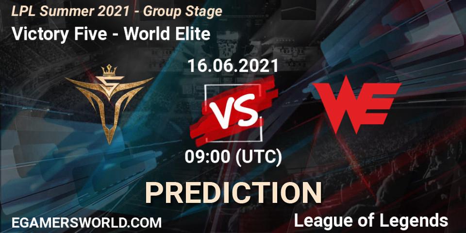 Victory Five vs World Elite: Betting TIp, Match Prediction. 16.06.21. LoL, LPL Summer 2021 - Group Stage