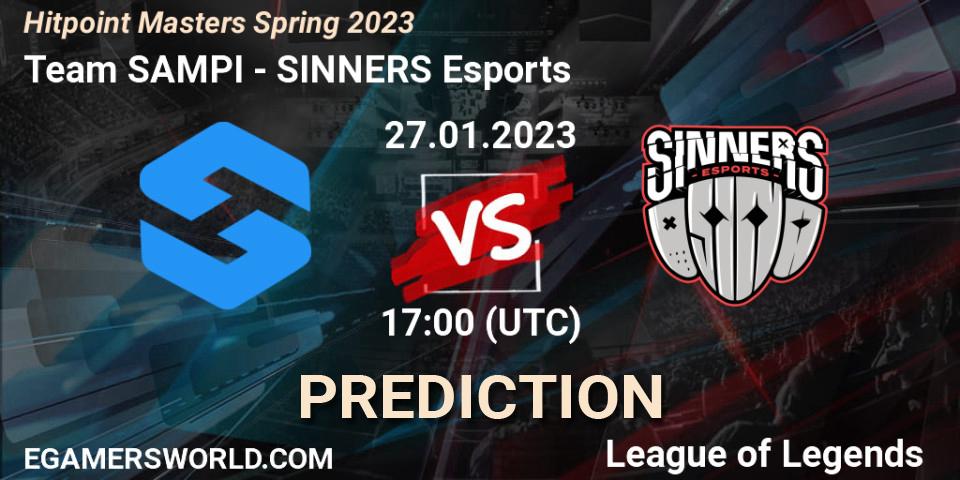 Team SAMPI vs SINNERS Esports: Betting TIp, Match Prediction. 27.01.2023 at 17:00. LoL, Hitpoint Masters Spring 2023