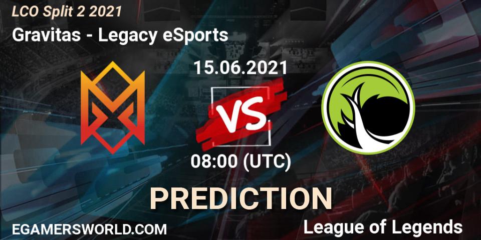 Gravitas vs Legacy eSports: Betting TIp, Match Prediction. 15.06.21. LoL, LCO Split 2 2021
