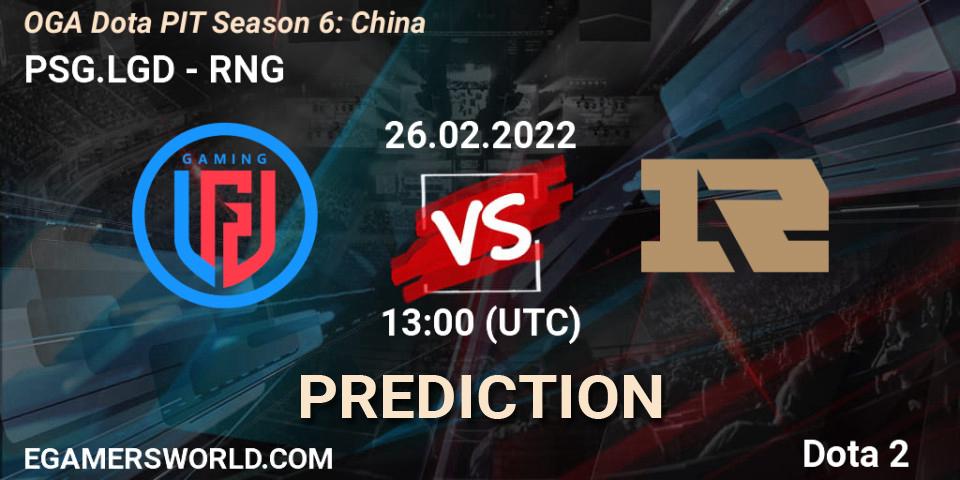 PSG.LGD vs RNG: Betting TIp, Match Prediction. 26.02.22. Dota 2, OGA Dota PIT Season 6: China