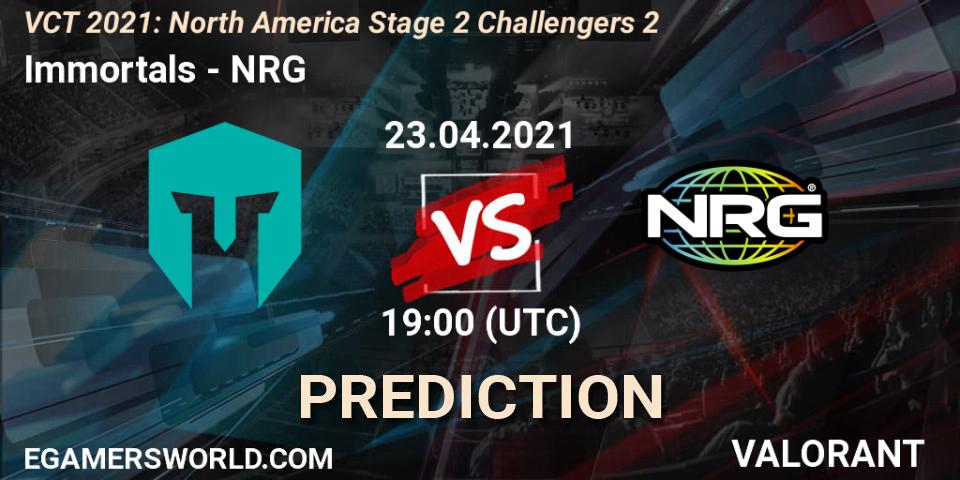 Immortals vs NRG: Betting TIp, Match Prediction. 23.04.2021 at 19:00. VALORANT, VCT 2021: North America Stage 2 Challengers 2