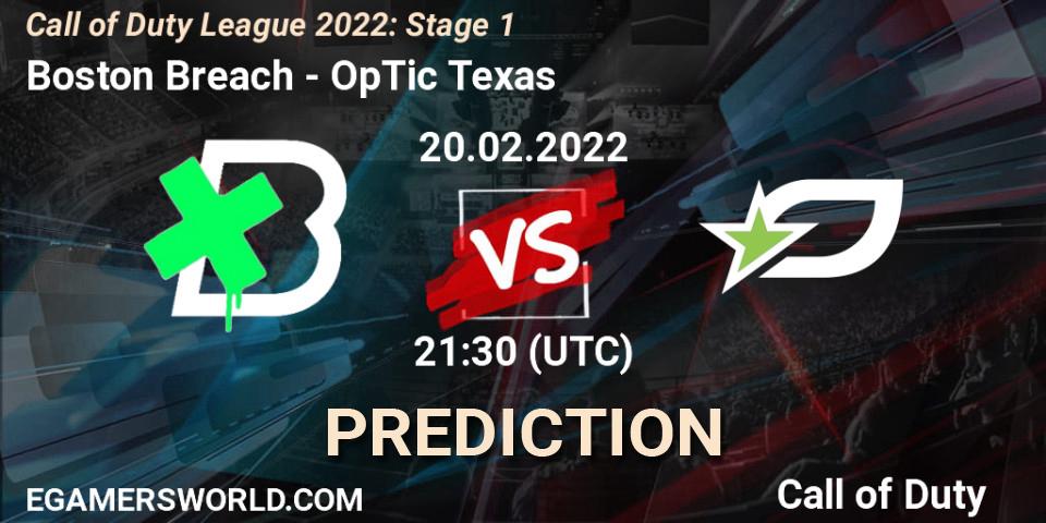 Boston Breach vs OpTic Texas: Betting TIp, Match Prediction. 20.02.2022 at 21:30. Call of Duty, Call of Duty League 2022: Stage 1