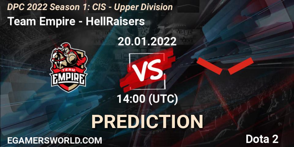Team Empire vs HellRaisers: Betting TIp, Match Prediction. 20.01.22. Dota 2, DPC 2022 Season 1: CIS - Upper Division