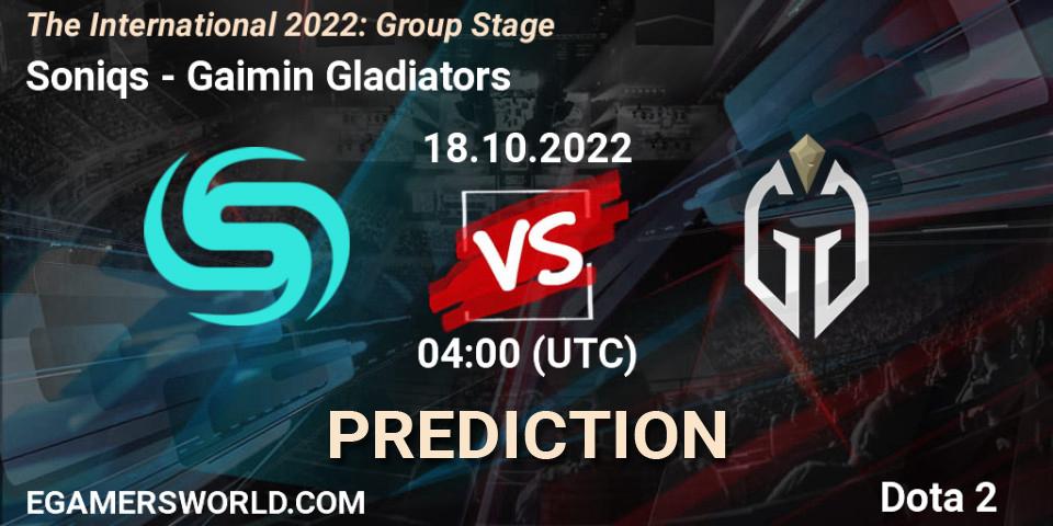 Soniqs vs Gaimin Gladiators: Betting TIp, Match Prediction. 18.10.22. Dota 2, The International 2022: Group Stage