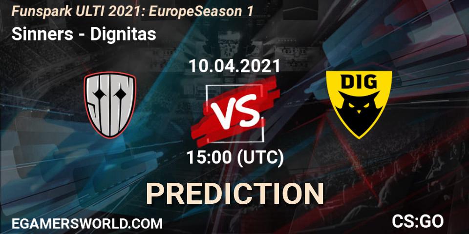 Sinners vs Dignitas: Betting TIp, Match Prediction. 10.04.2021 at 15:05. Counter-Strike (CS2), Funspark ULTI 2021: Europe Season 1