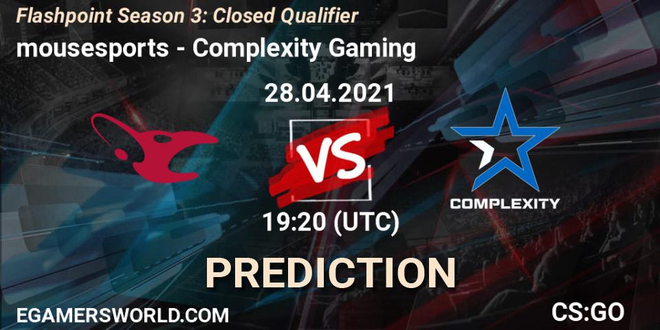 mousesports vs Complexity Gaming: Betting TIp, Match Prediction. 28.04.2021 at 19:30. Counter-Strike (CS2), Flashpoint Season 3: Closed Qualifier
