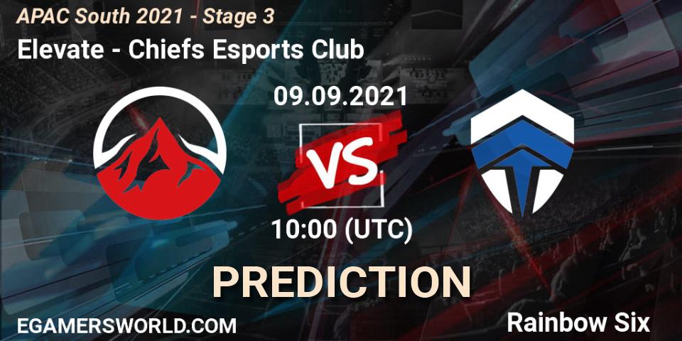 Elevate vs Chiefs Esports Club: Betting TIp, Match Prediction. 09.09.2021 at 10:00. Rainbow Six, APAC South 2021 - Stage 3