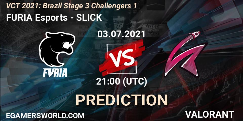 FURIA Esports vs SLICK: Betting TIp, Match Prediction. 03.07.2021 at 21:00. VALORANT, VCT 2021: Brazil Stage 3 Challengers 1