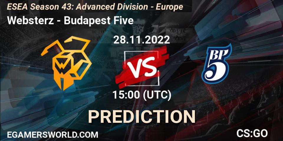 Websterz vs Budapest Five: Betting TIp, Match Prediction. 28.11.22. CS2 (CS:GO), ESEA Season 43: Advanced Division - Europe