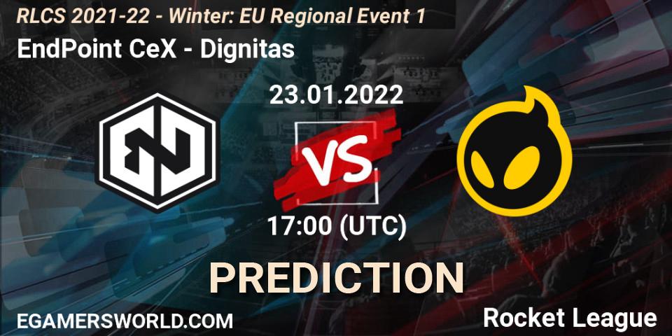 EndPoint CeX vs Dignitas: Betting TIp, Match Prediction. 23.01.2022 at 16:45. Rocket League, RLCS 2021-22 - Winter: EU Regional Event 1