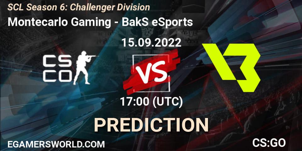 Montecarlo Gaming vs BakS eSports: Betting TIp, Match Prediction. 15.09.2022 at 17:00. Counter-Strike (CS2), SCL Season 6: Challenger Division