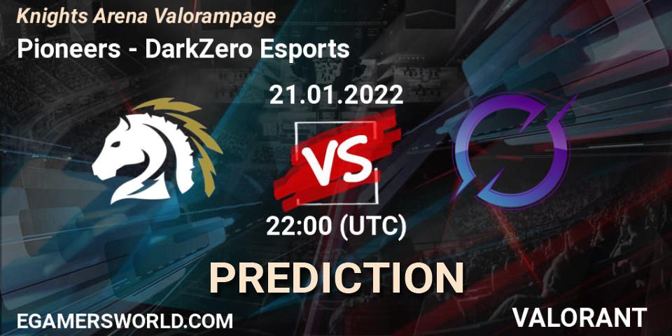 Pioneers vs DarkZero Esports: Betting TIp, Match Prediction. 21.01.2022 at 22:00. VALORANT, Knights Arena Valorampage