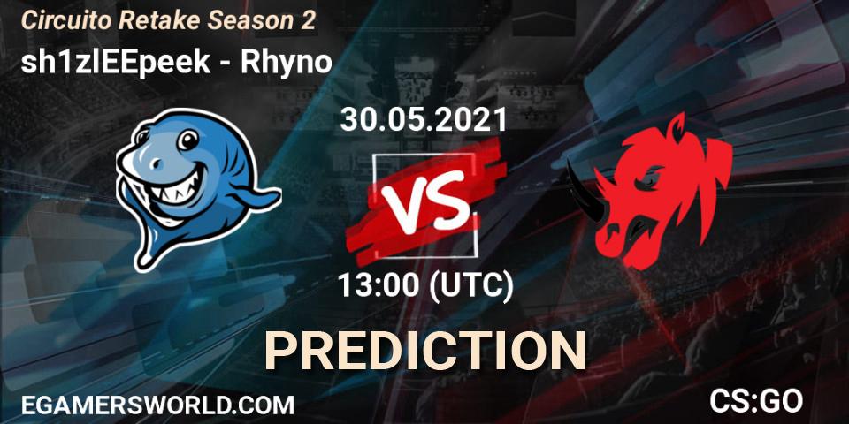 sh1zlEEpeek vs Rhyno: Betting TIp, Match Prediction. 30.05.2021 at 13:00. Counter-Strike (CS2), Circuito Retake Season 2