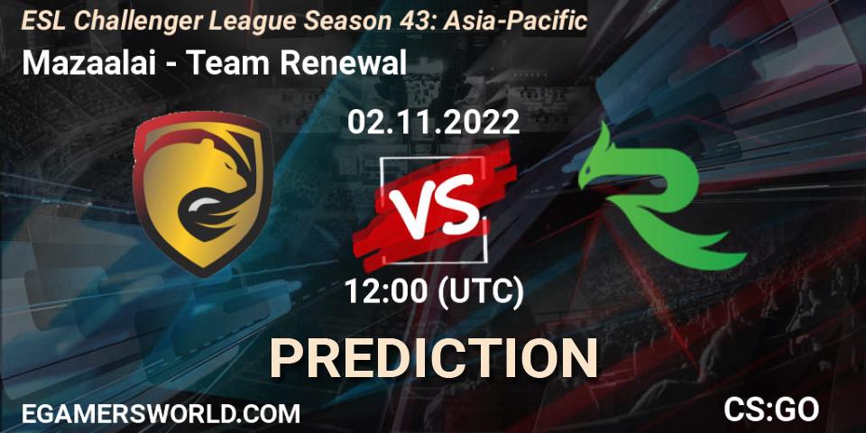 Mazaalai vs Team Renewal: Betting TIp, Match Prediction. 02.11.22. CS2 (CS:GO), ESL Challenger League Season 43: Asia-Pacific