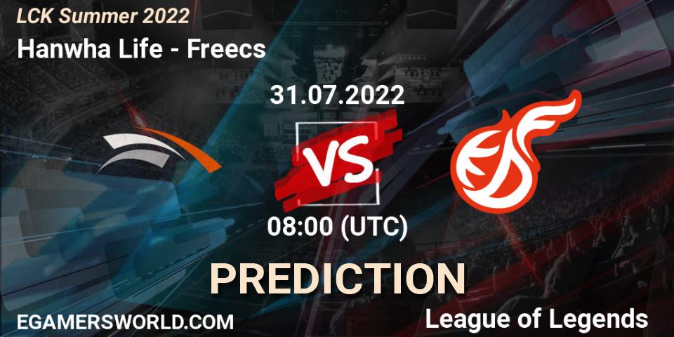 Hanwha Life vs Freecs: Betting TIp, Match Prediction. 31.07.2022 at 08:00. LoL, LCK Summer 2022