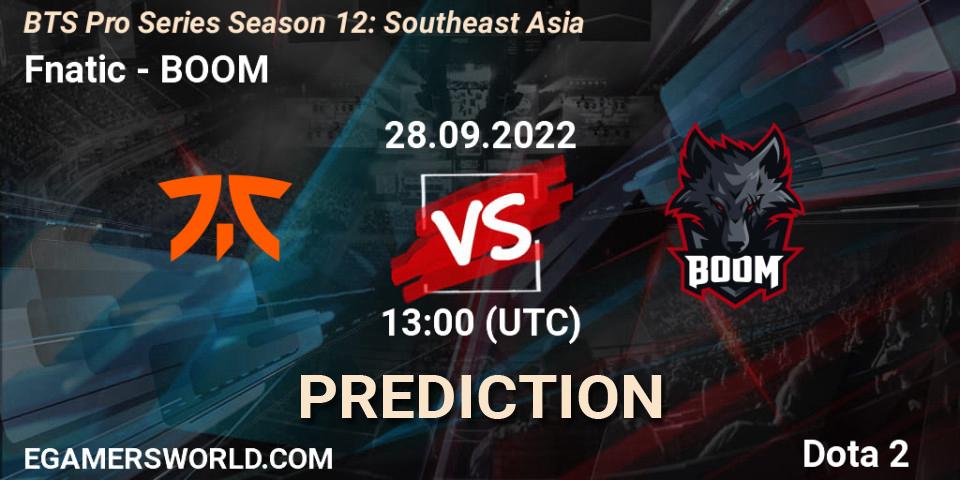 Fnatic vs BOOM: Betting TIp, Match Prediction. 27.09.22. Dota 2, BTS Pro Series Season 12: Southeast Asia