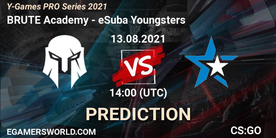 BRUTE Academy vs eSuba Youngsters: Betting TIp, Match Prediction. 13.08.2021 at 14:00. Counter-Strike (CS2), Y-Games PRO Series 2021