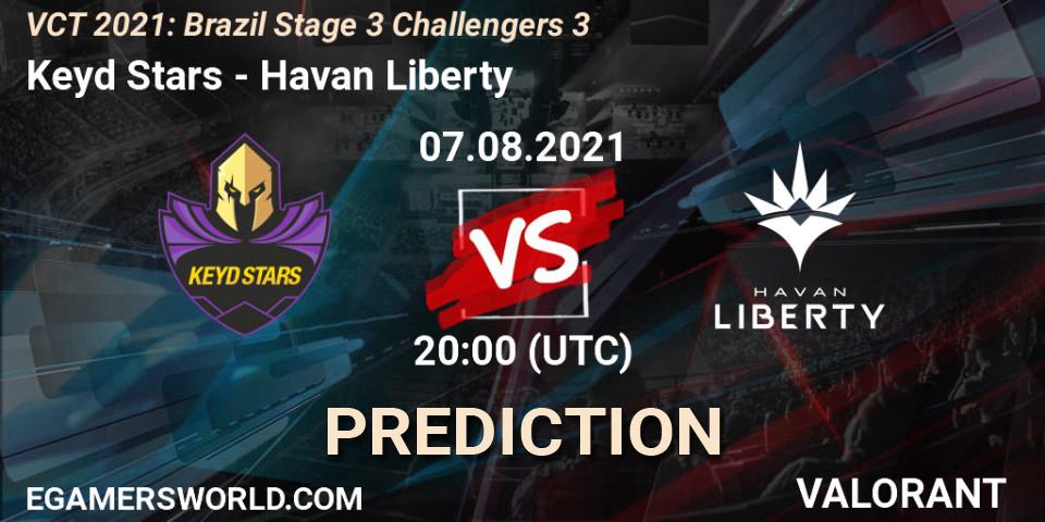 Keyd Stars vs Havan Liberty: Betting TIp, Match Prediction. 07.08.2021 at 20:00. VALORANT, VCT 2021: Brazil Stage 3 Challengers 3