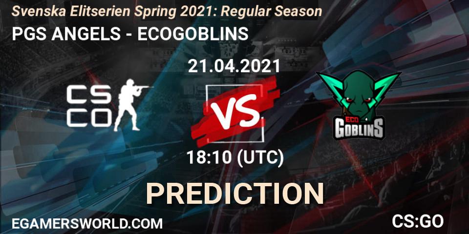 PGS ANGELS vs ECOGOBLINS: Betting TIp, Match Prediction. 21.04.2021 at 18:10. Counter-Strike (CS2), Svenska Elitserien Spring 2021: Regular Season