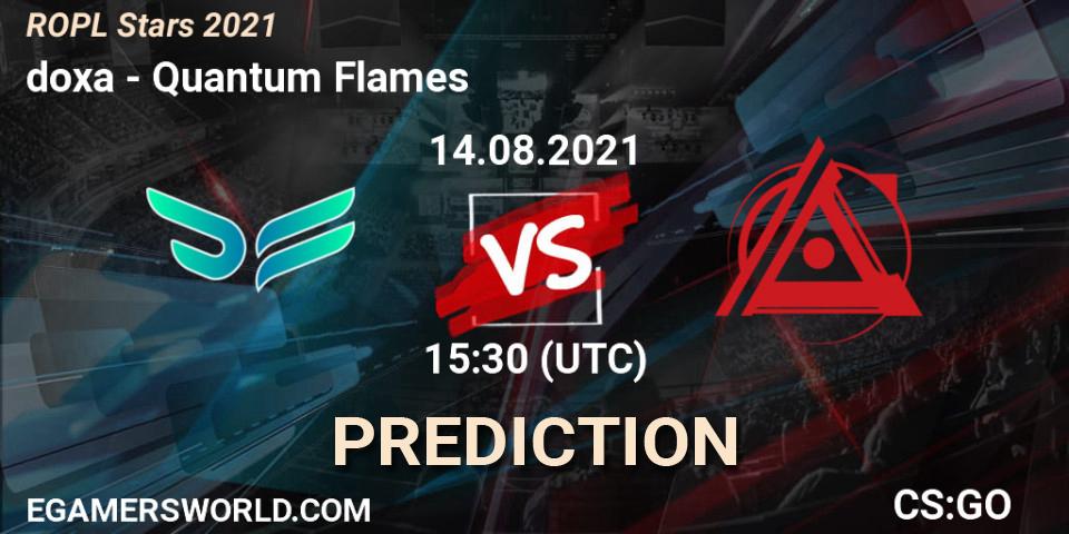 doxa vs Quantum Flames: Betting TIp, Match Prediction. 14.08.21. CS2 (CS:GO), ROPL Stars 2021