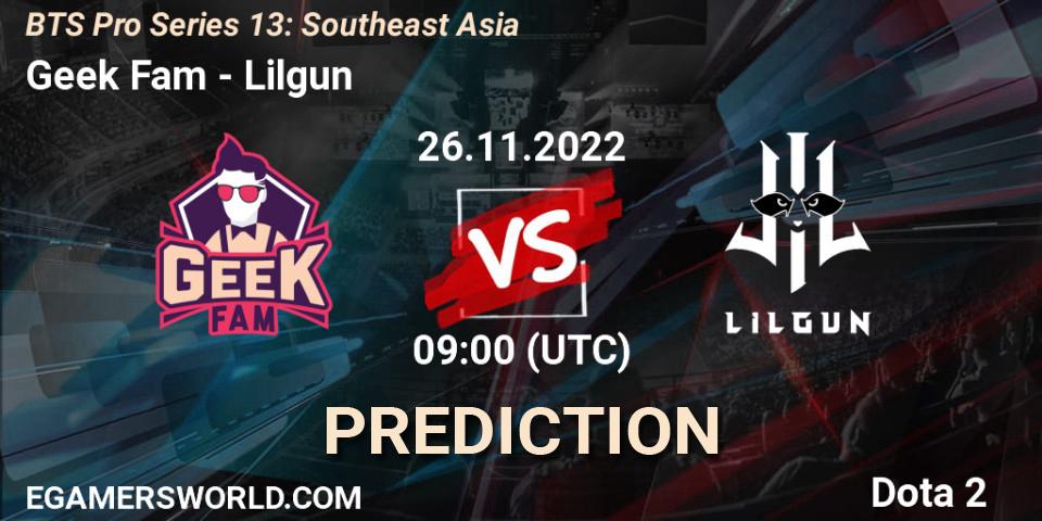 Geek Fam vs Lilgun: Betting TIp, Match Prediction. 26.11.22. Dota 2, BTS Pro Series 13: Southeast Asia
