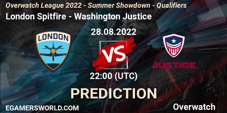 London Spitfire vs Washington Justice: Betting TIp, Match Prediction. 28.08.22. Overwatch, Overwatch League 2022 - Summer Showdown - Qualifiers