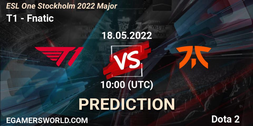 T1 vs Fnatic: Betting TIp, Match Prediction. 18.05.2022 at 10:00. Dota 2, ESL One Stockholm 2022 Major