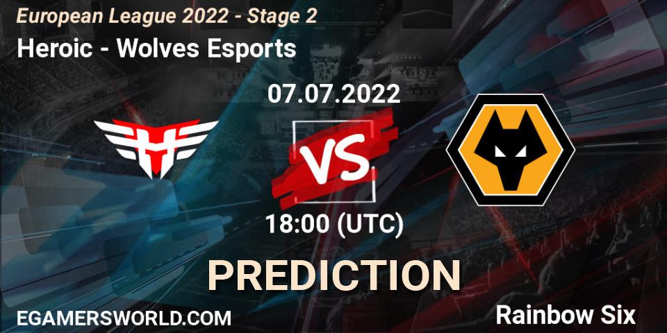 Heroic vs Wolves Esports: Betting TIp, Match Prediction. 07.07.2022 at 18:00. Rainbow Six, European League 2022 - Stage 2