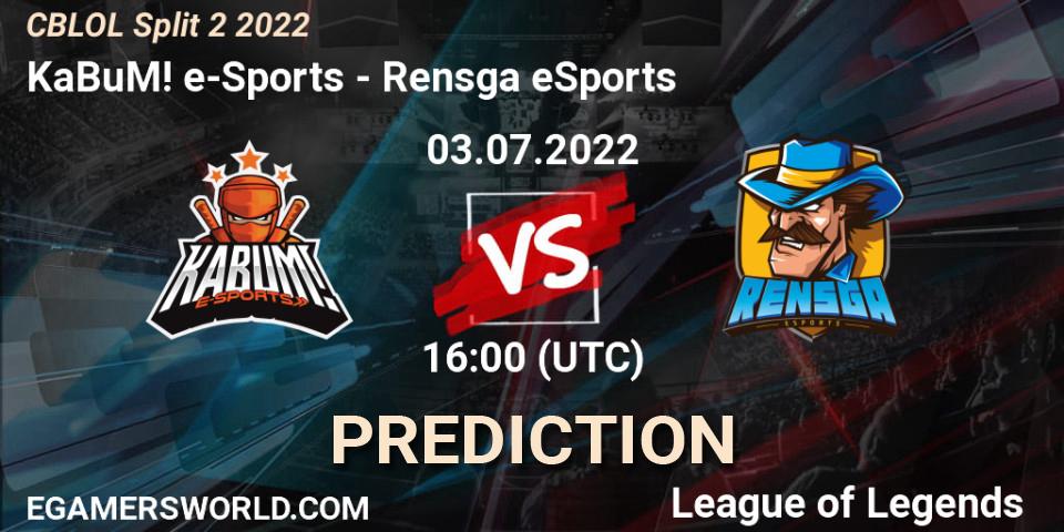 KaBuM! e-Sports vs Rensga eSports: Betting TIp, Match Prediction. 03.07.22. LoL, CBLOL Split 2 2022