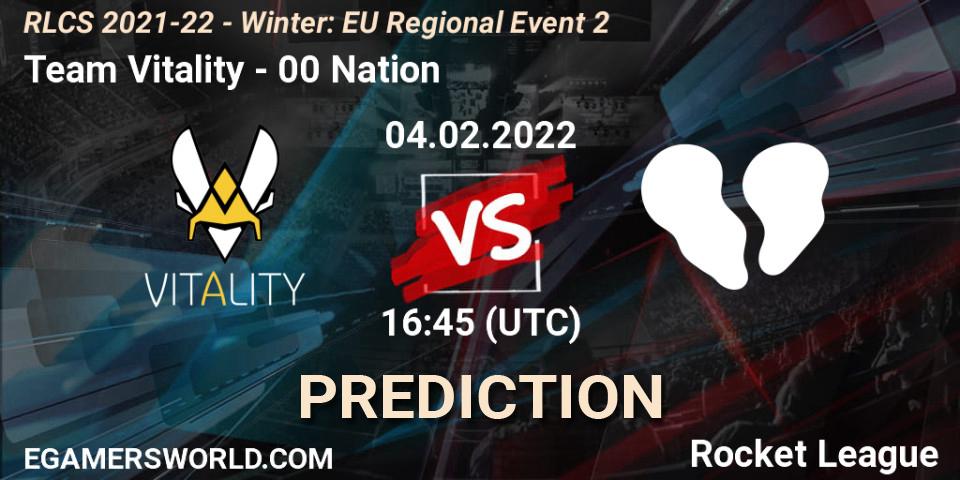 Team Vitality vs 00 Nation: Betting TIp, Match Prediction. 04.02.2022 at 16:45. Rocket League, RLCS 2021-22 - Winter: EU Regional Event 2