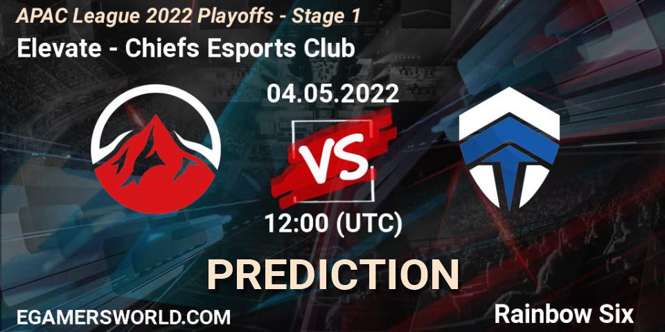 Elevate vs Chiefs Esports Club: Betting TIp, Match Prediction. 04.05.2022 at 12:00. Rainbow Six, APAC League 2022 Playoffs - Stage 1