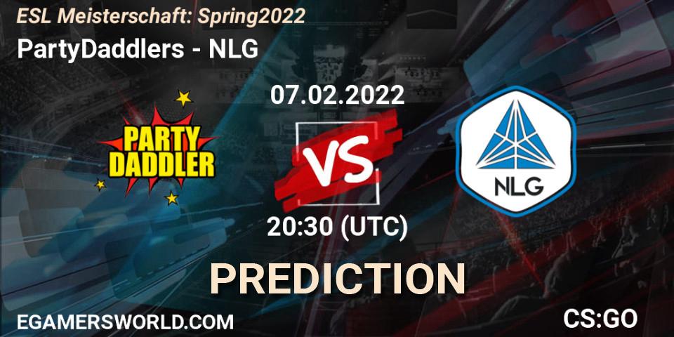 PartyDaddlers vs NLG: Betting TIp, Match Prediction. 07.02.2022 at 20:30. Counter-Strike (CS2), ESL Meisterschaft: Spring 2022