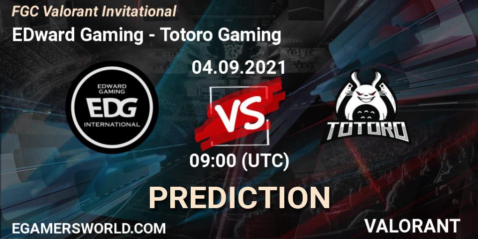 EDward Gaming vs Totoro Gaming: Betting TIp, Match Prediction. 04.09.2021 at 09:30. VALORANT, FGC Valorant Invitational
