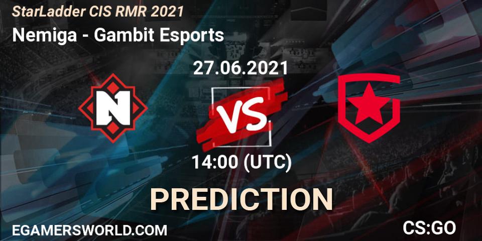 Nemiga vs Gambit Esports: Betting TIp, Match Prediction. 27.06.21. CS2 (CS:GO), StarLadder CIS RMR 2021