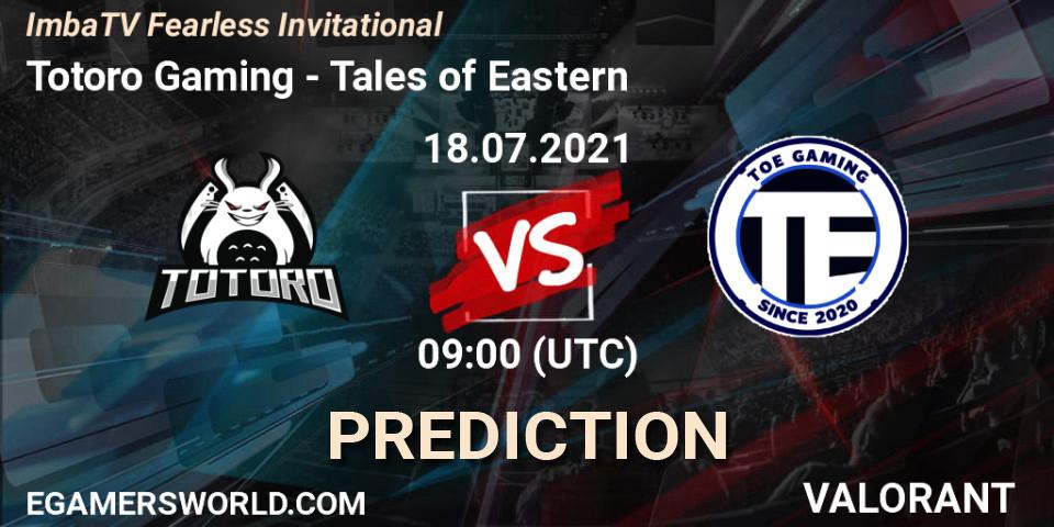 Totoro Gaming vs Tales of Eastern: Betting TIp, Match Prediction. 18.07.2021 at 09:00. VALORANT, ImbaTV Fearless Invitational