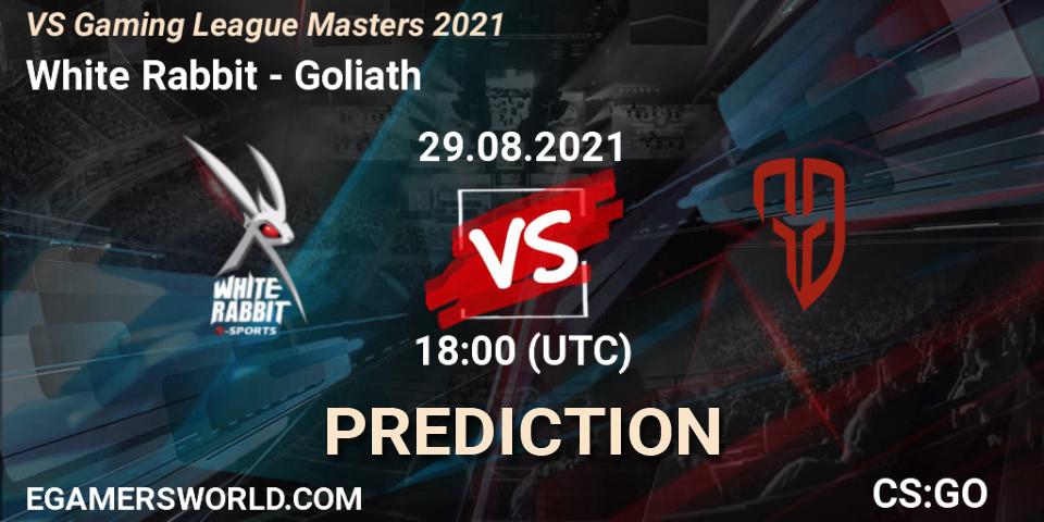 White Rabbit vs Goliath: Betting TIp, Match Prediction. 29.08.2021 at 18:30. Counter-Strike (CS2), VS Gaming League Masters 2021