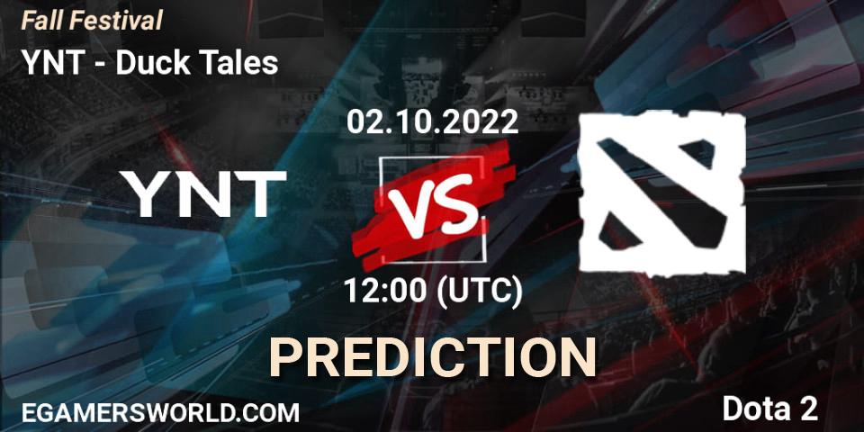 YNT vs Duck Tales: Betting TIp, Match Prediction. 02.10.2022 at 12:00. Dota 2, Fall Festival