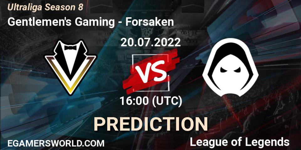 Gentlemen's Gaming vs Forsaken: Betting TIp, Match Prediction. 20.07.2022 at 16:00. LoL, Ultraliga Season 8