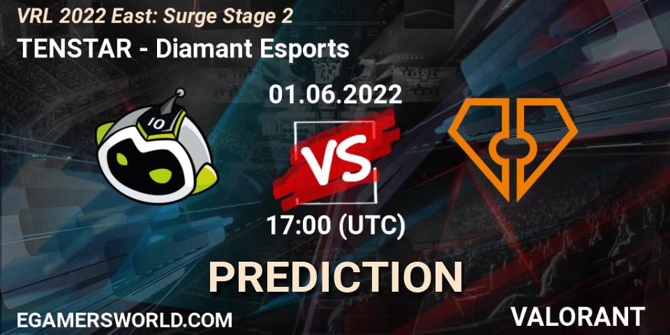 TENSTAR vs Diamant Esports: Betting TIp, Match Prediction. 01.06.2022 at 17:10. VALORANT, VRL 2022 East: Surge Stage 2
