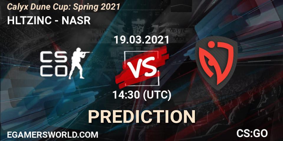 HLTZINC vs NASR: Betting TIp, Match Prediction. 19.03.2021 at 14:50. Counter-Strike (CS2), Calyx Dune Cup: Spring 2021