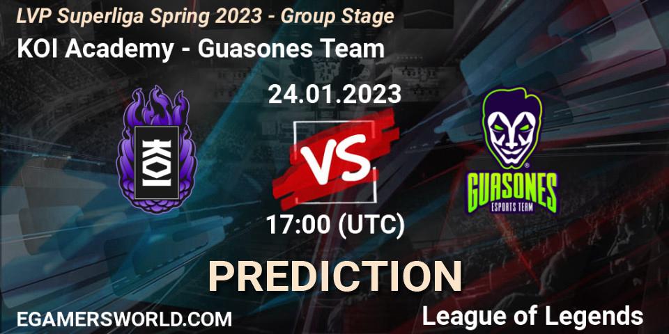 KOI Academy vs Guasones Team: Betting TIp, Match Prediction. 24.01.23. LoL, LVP Superliga Spring 2023 - Group Stage