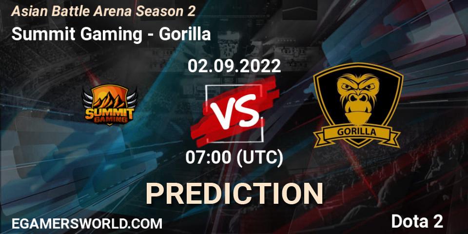 Summit Gaming vs Gorilla: Betting TIp, Match Prediction. 03.09.2022 at 07:14. Dota 2, Asian Battle Arena Season 2