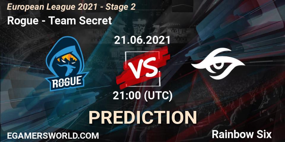 Rogue vs Team Secret: Betting TIp, Match Prediction. 21.06.21. Rainbow Six, European League 2021 - Stage 2