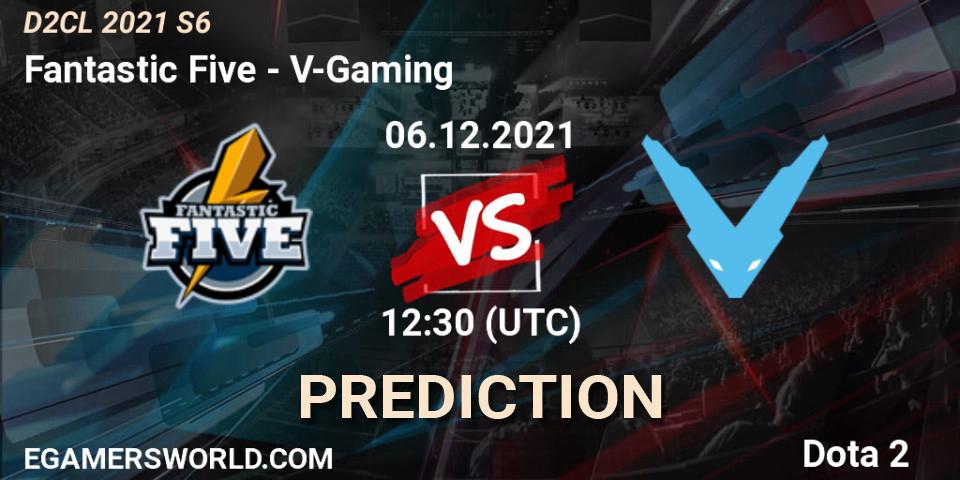 Fantastic Five vs V-Gaming: Betting TIp, Match Prediction. 06.12.2021 at 12:00. Dota 2, Dota 2 Champions League 2021 Season 6